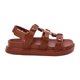 Sandalias de niñas con detalles dorados marrón