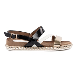 Sandalias con rayas y una suela decorativa negro