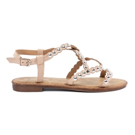 Sandalias beige decoradas con diamantes de imitación