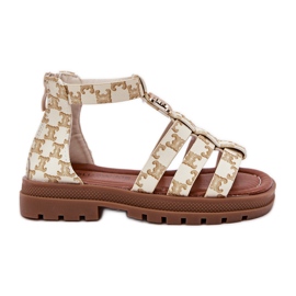Sandalias de gladiadores de niñas con detalle dorado BEIGE