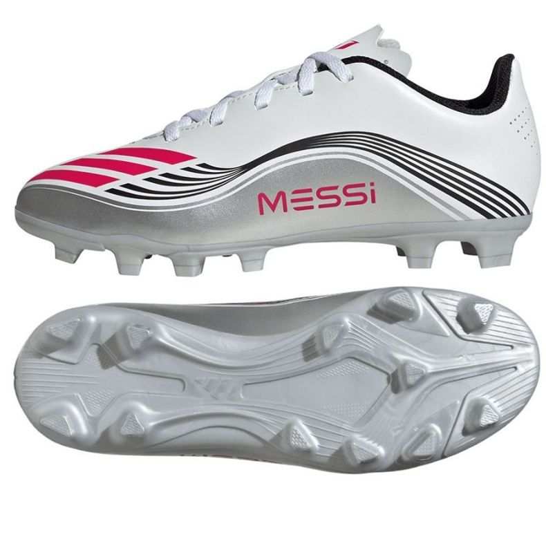 Adidas F50 Messi Club FG/MG JP7457 Zapatos de fútbol blanco