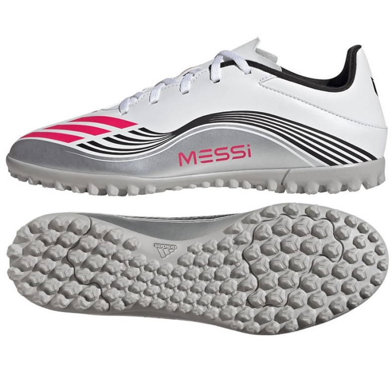 Adidas F50 Messi Club TF JP7445 Zapatos de fútbol blanco