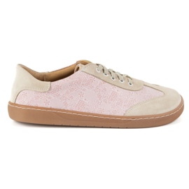 Zapatos de cuero para mujeres descalzos Olivier Eliza Pink Flowers rosa