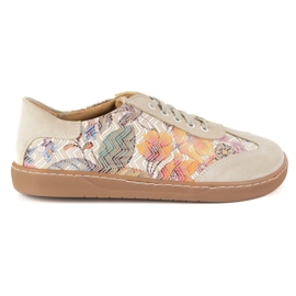 Zapatos de cuero para mujeres descalzos Olivier Eliza beige flores