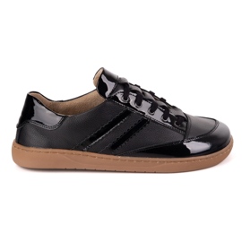 Zapatillas de deporte descalza Kaia Olivier - zapatos de cuero anatómico flotante negro con barniz