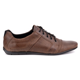 Zapatos de cuero para hombres Polbut C34p Brown Perforated Casual marrón