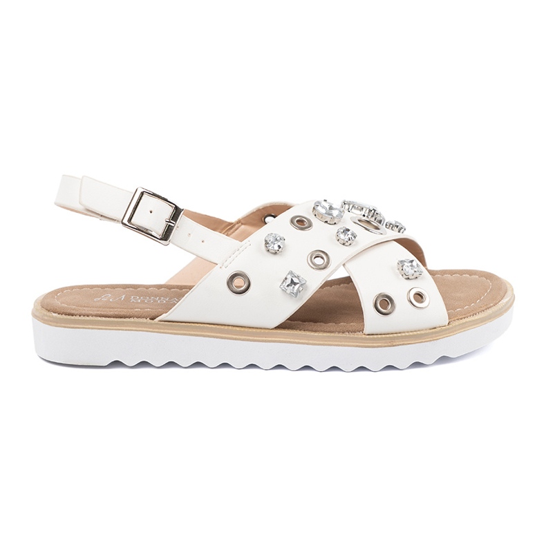 Shelvt Sandalias blancas con tachuelas decorativas blanco