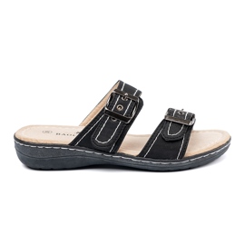 Shelvt Chanclas de mujeres negras con hebillas negro