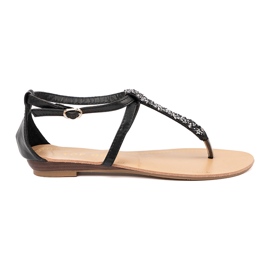 Sandalias negras de estilo negro plano Sandalias negras de estilo negro plano