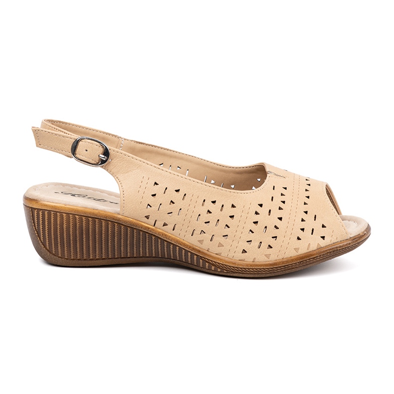 Shelvt Sandalias cuña caladas beige