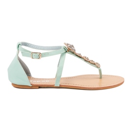 Sandalias verdes decoradas con circones