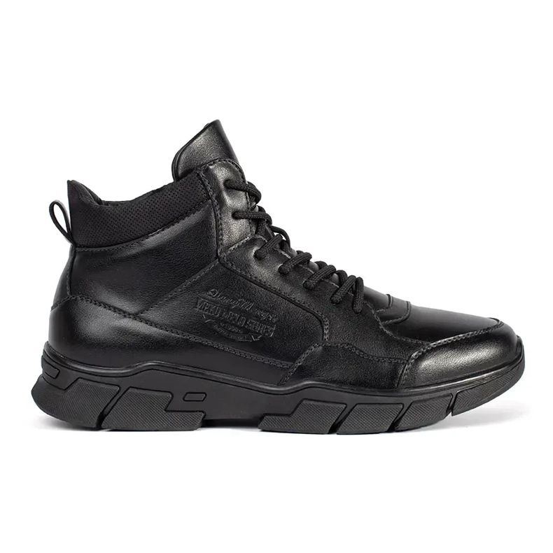 Botas masculinas de alto aislamiento hechas de cuero ecológico negro