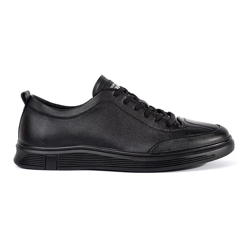 Zapatillas de zapatillas de zapatillas bajas en cuero ecológico negro
