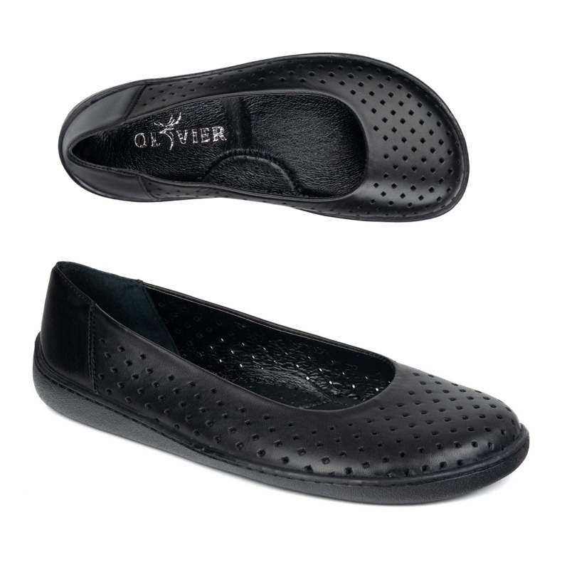 Olivier Bombas de mujer descalzos Slocked 1771pol Black Perforated negro