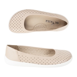 Olivier Ballerinas minimalistas de mujeres descalzos resbalaron 1771pol Openwork beige
