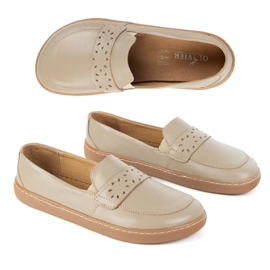 Olivier Mocasines de Inga de Femenina Barefoot con un amplio polaco delantero Beige oscuro
