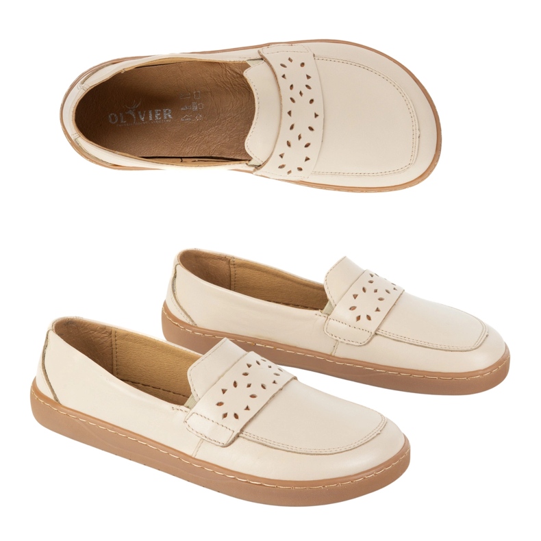 Olivier Barefoot Inga Momoters para mujeres con un beige polaco delantero amplio