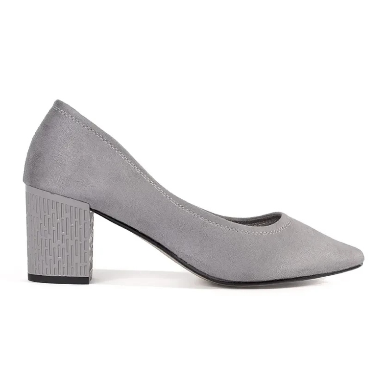 Goodin Bombas de gamuza gris con una nariz en un Spitz