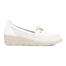 Seastar Zapatos de cuña blanca con una cadena decorativa blanco