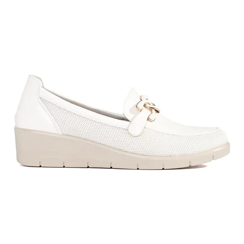 Seastar Zapatos de cuña blanca con una cadena decorativa blanco