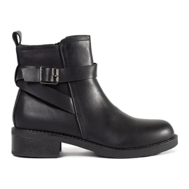 Botas negras de baja tina decoradas con tiras negro Botas negras de baja tina decoradas con tiras negro