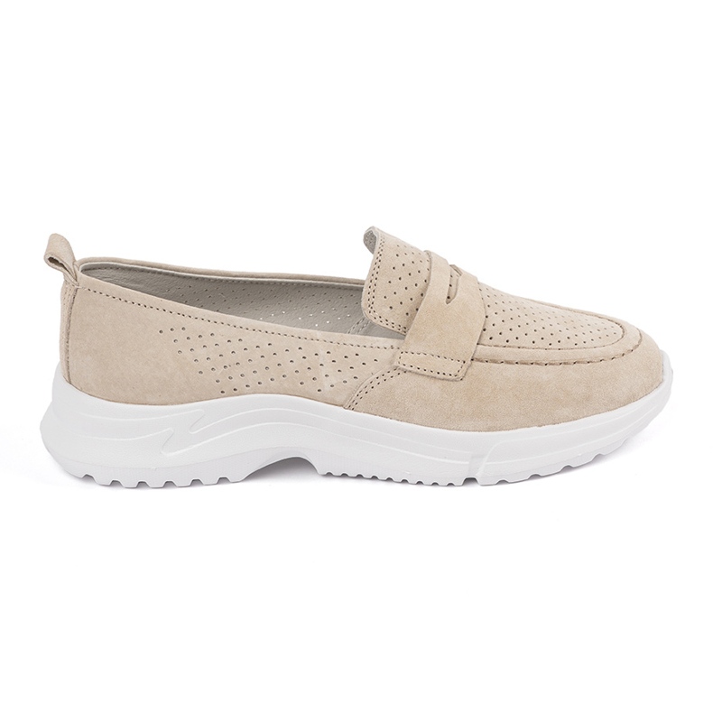 Goodin Mocasines beige de cuero en la plataforma