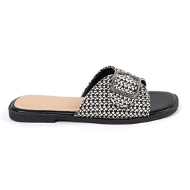 Goodin Zapatillas con una rejilla en blanco y negro con hebilla