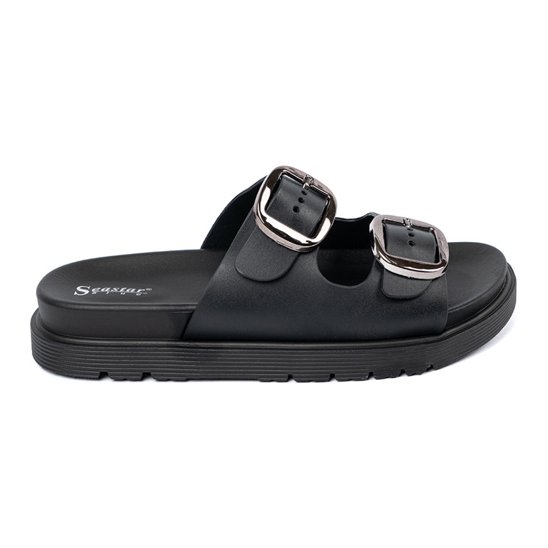 Seastar Chanclas negras con hebillas plateadas negro
