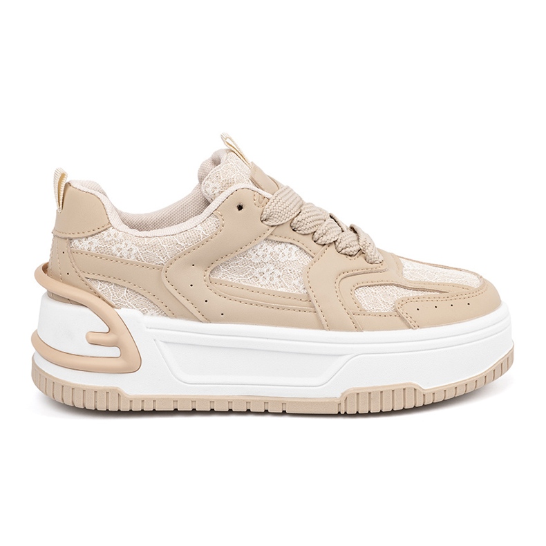 Zapatillas de deporte para mujeres con beige de encaje