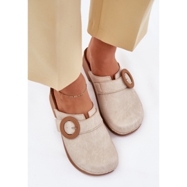 Zapatillas zuecos para mujeres con inblu tf000001 hebilla beige
