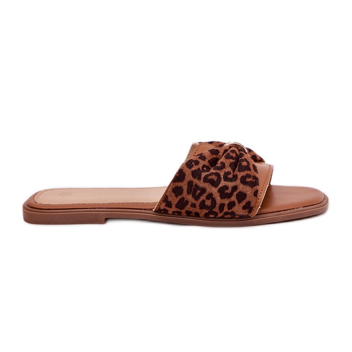Chanclas de mujer plana con arco de camello marrón