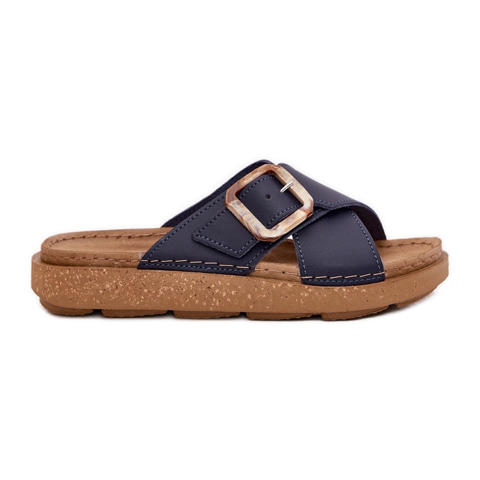 Chanclas de cuero para mujeres con inblu ed0003iu azul marino