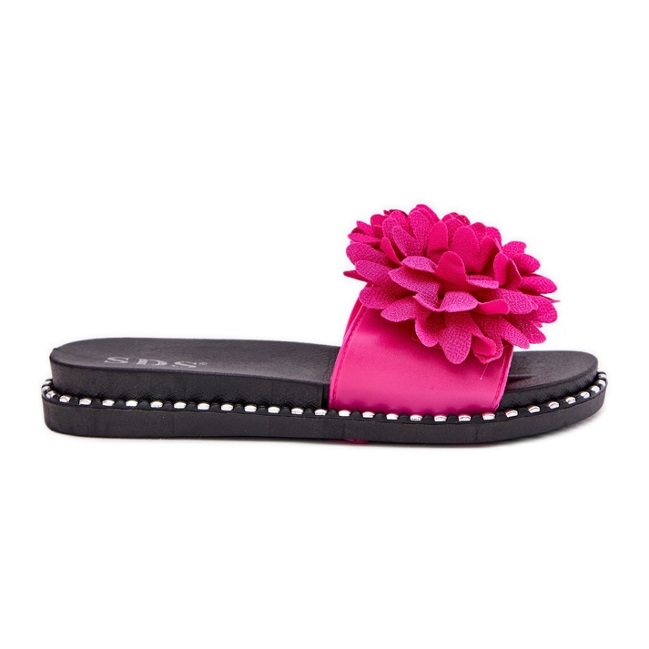 Chanclas para mujeres decoradas con flores de fucsia rosado