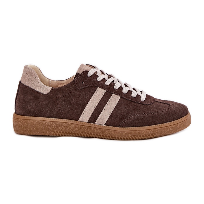 Zapatillas de chocolate para mujeres Zazoo N1068 Suede Low marrón