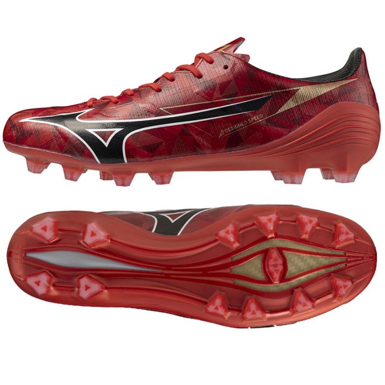 Mizuno Alfa II Elite FG P1GA256260 Zapatos de fútbol rojo