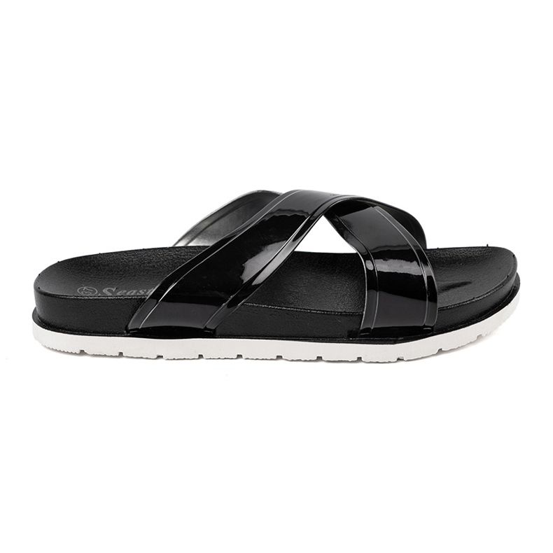 Seastar Zapatillas negras para mujeres con rayas barnizadas negro