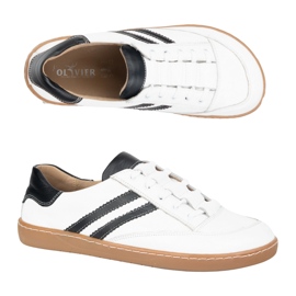 Zapatillas de deporte de zapatillas de cuero blanco Kaia Olivier con negro con negro