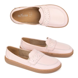 Olivier Mocasines de Inga de Femenina Barefoot con un rosa de polaco delantero ancho