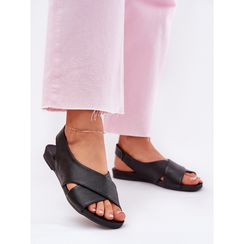 Zazoo 40407 Sandalias de cuero negro para mujeres
