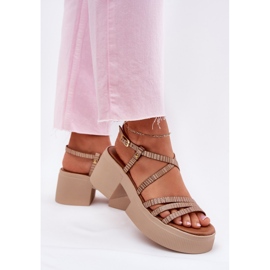 Sandalias de cuero para mujeres Maciejka 06990-25 PLN dorado Sandalias de cuero para mujeres Maciejka 06990-25 PLN dorado