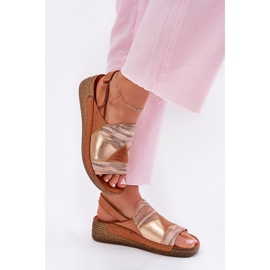 Sandalias de cuero para mujeres con cuña con Maciejka Braid L7067-29 Brown marrón Sandalias de cuero para mujeres con cuña con Maciejka Braid L7067-29 Brown marrón