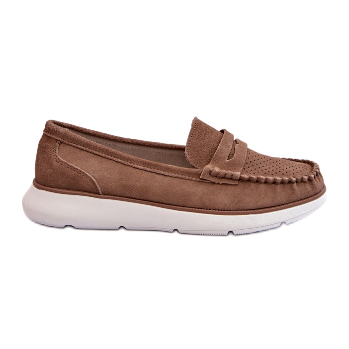 Mocasines de gamuza para mujeres en la plataforma Sergio Leone SP012 Beige ligero Mocasines de gamuza para mujeres en la plataforma Sergio Leone SP012 Beige ligero
