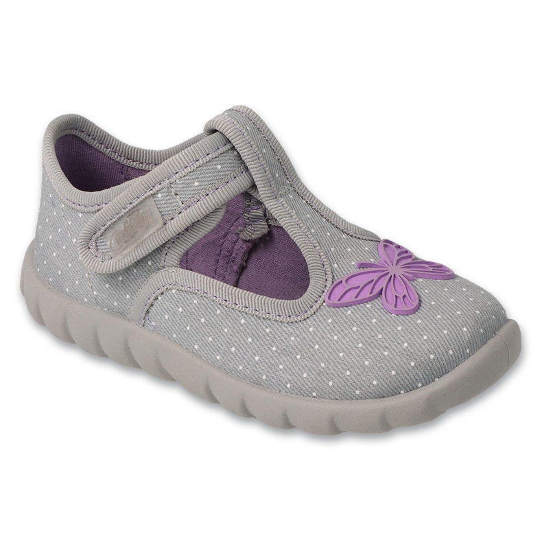 Zapatillas para niños de Befado 627p004 Aplicación de mariposa gris Zapatillas para niños de Befado 627p004 Aplicación de mariposa gris