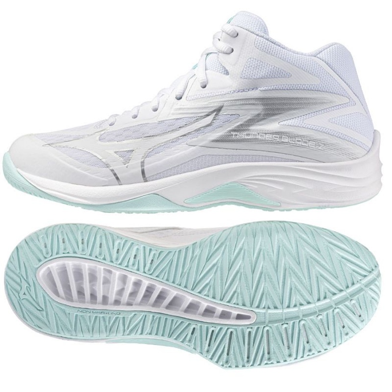 Mizuno Thunder Blade Volleyball Shoes con Mid V1GC237540 blanco