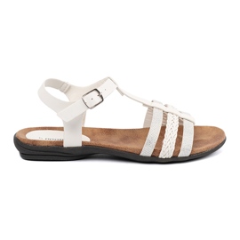 Goodin Sandalias de mujeres blancas con rayas decoradas