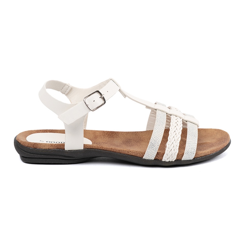 Goodin Sandalias de mujeres blancas con rayas decoradas