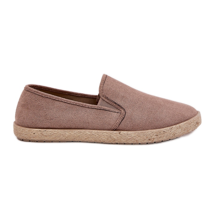 Zapatillas de zapatillas para hombres con beige oscuro de gamuza ecológica