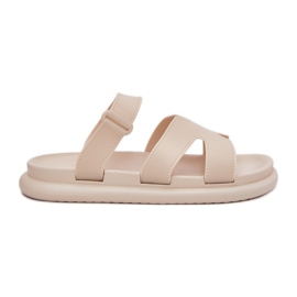 Zapatillas de goma de mujeres con cinturón beige