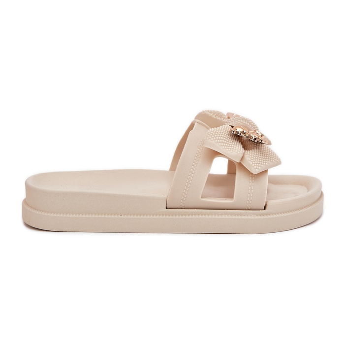Flip Flip Flip Flip con arco y un broche dorado brillante beige