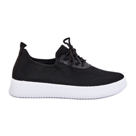 Material zapatos deportivos atacados en la plataforma negro para mujeres
